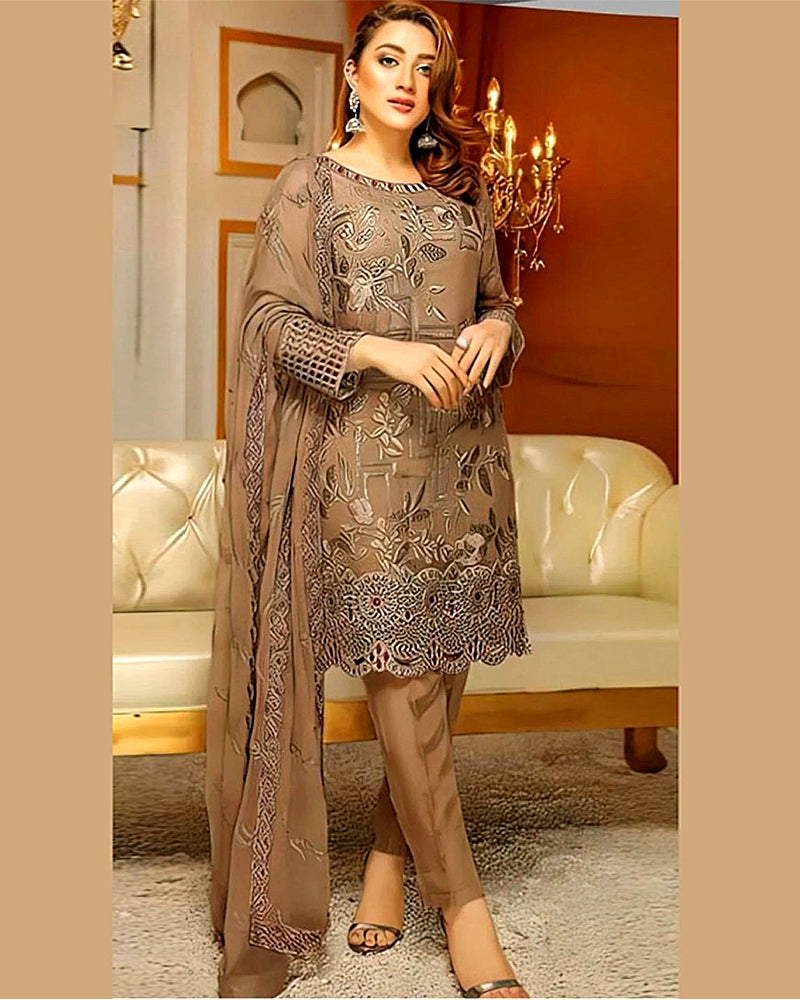 LAVISH Lawn-3PC Embroidered with Chiffon Embroidered Dupatta-1033