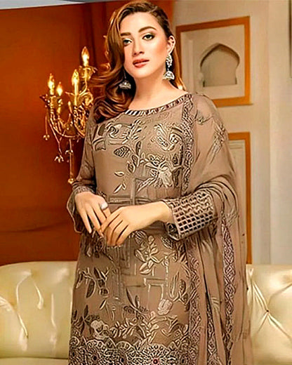 LAVISH Lawn-3PC Embroidered with Chiffon Embroidered Dupatta-1033