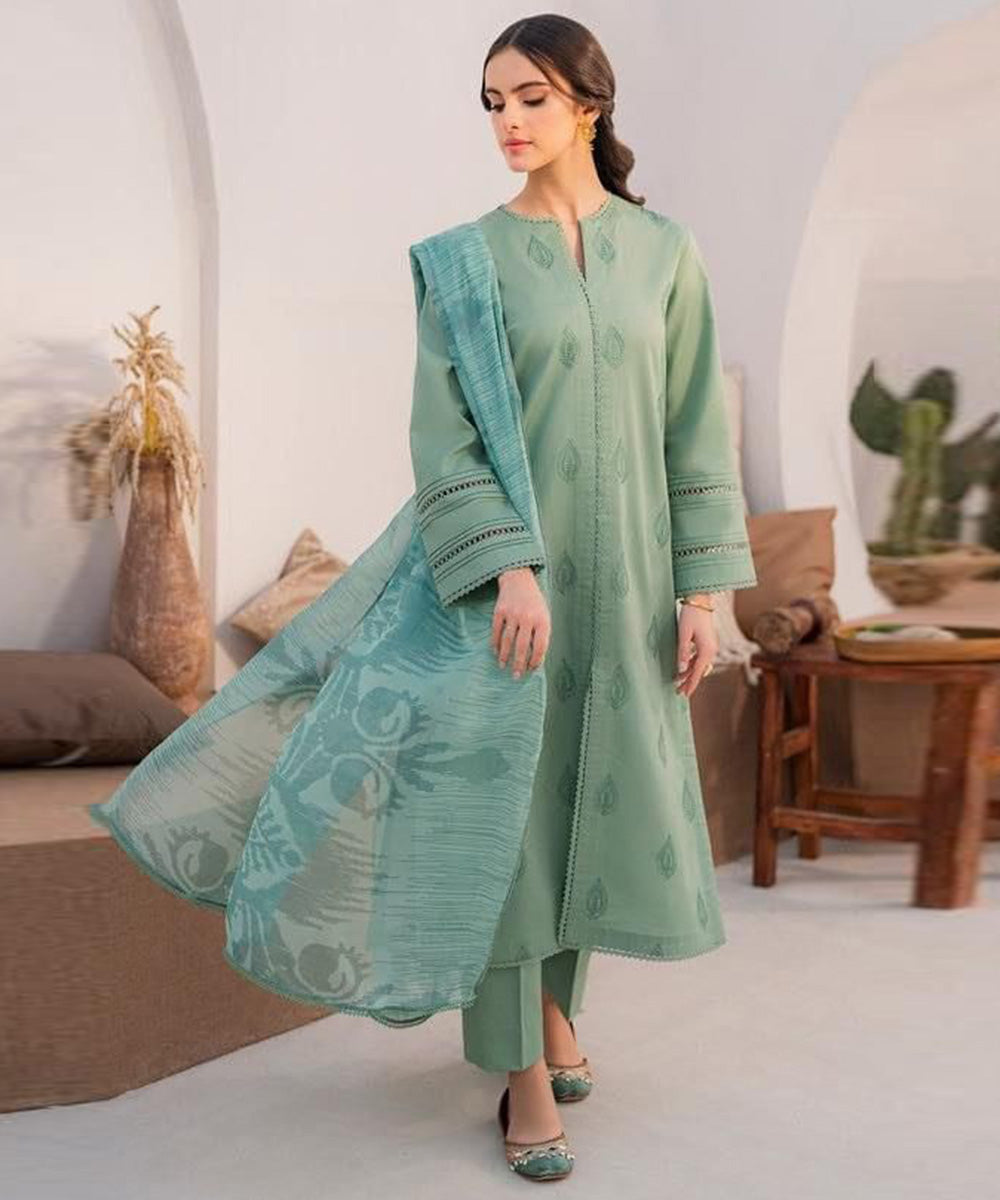 JAZMIN LAWN-3PC EMBROIDERED SHIRT WITH PRINTED DUPATTA-1228