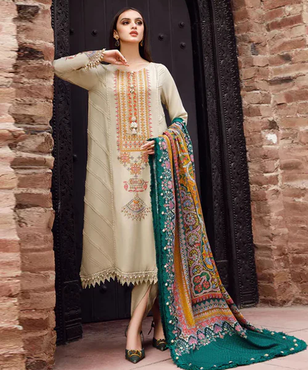 MARIA B Lawn-3PC Embroidered With Digital Printed Dupatta-1145