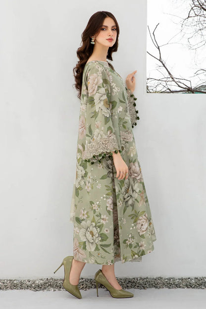 BAROQUE - 3PC Lawn Printed Shirt With Voile Printed Dupatta-1509