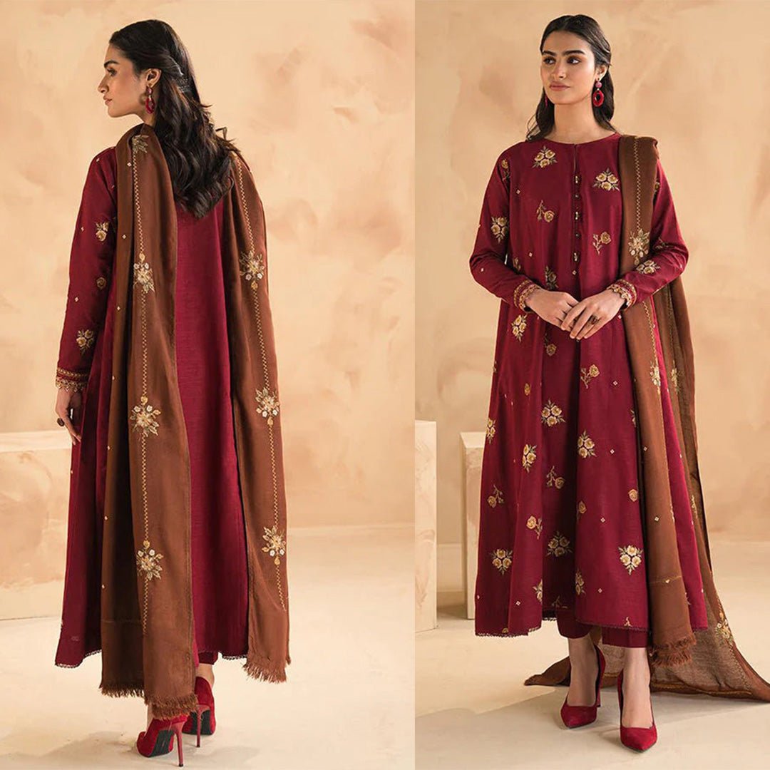 Baroque Lawn 3PC Embroidered With Lawn Embroidered Dupatta-1030