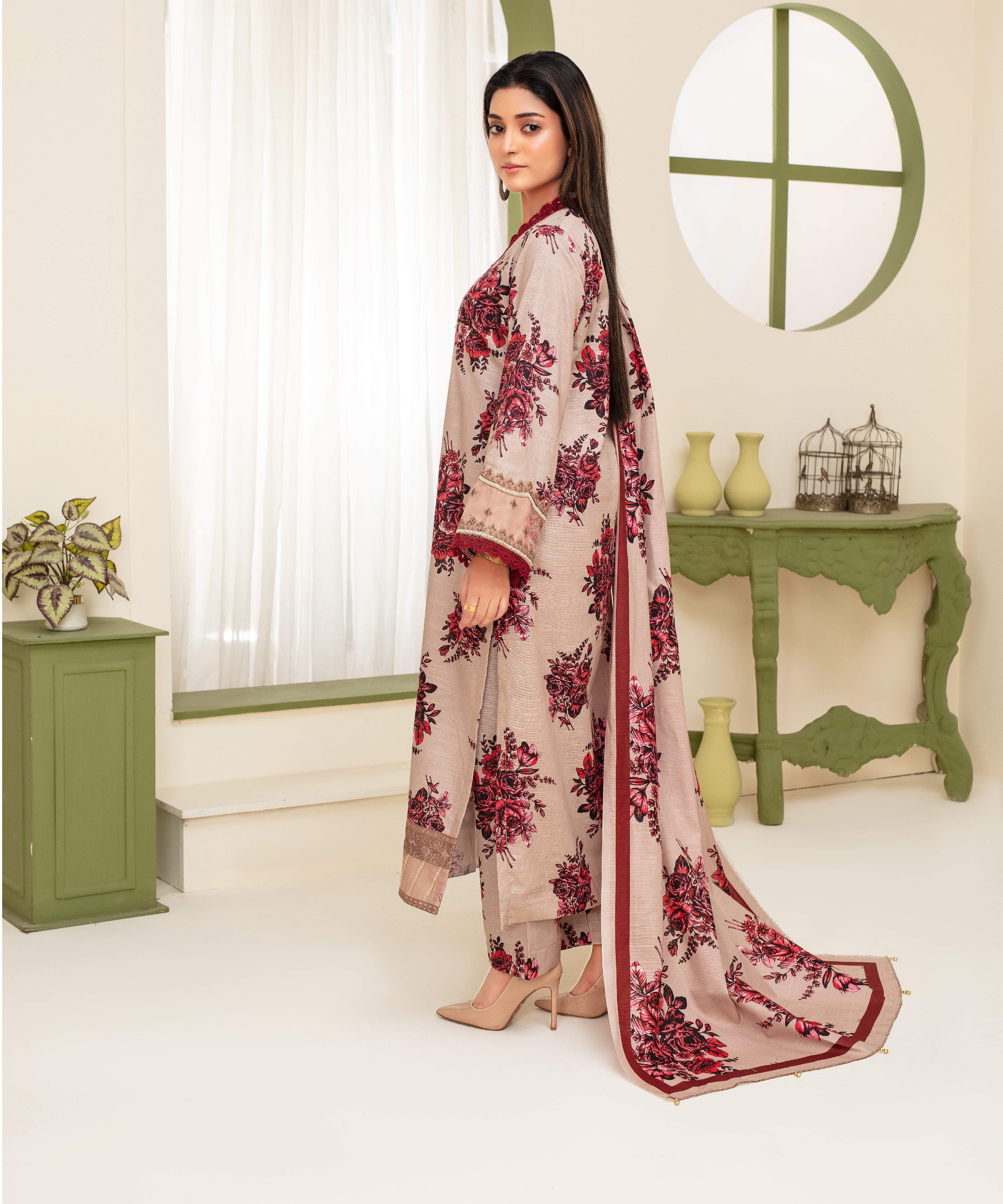 CREATION KHADDAR 3PC WITH KHADDAR PRINTED SHIRT & TROUSER-917