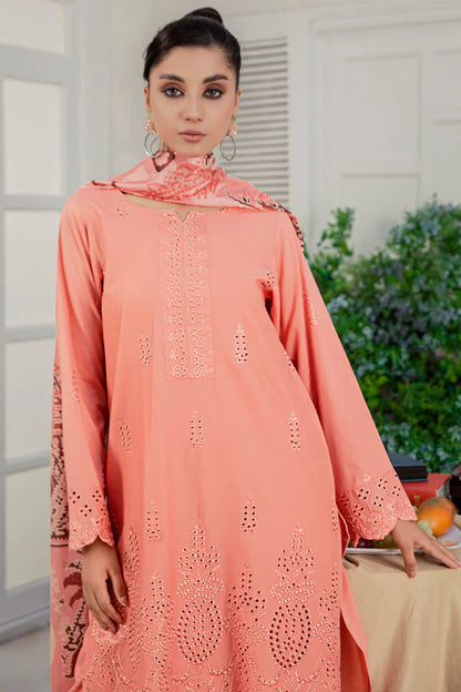 SAFWA FLORAL 3PC Dhanak Embroidered Shirt With Digital Printed Shawl-2003