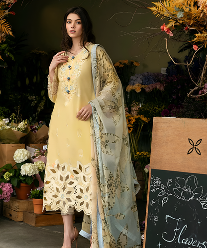 MUSHQ Lawn-3PC Embroidered with Digital printed Dupatta-1143