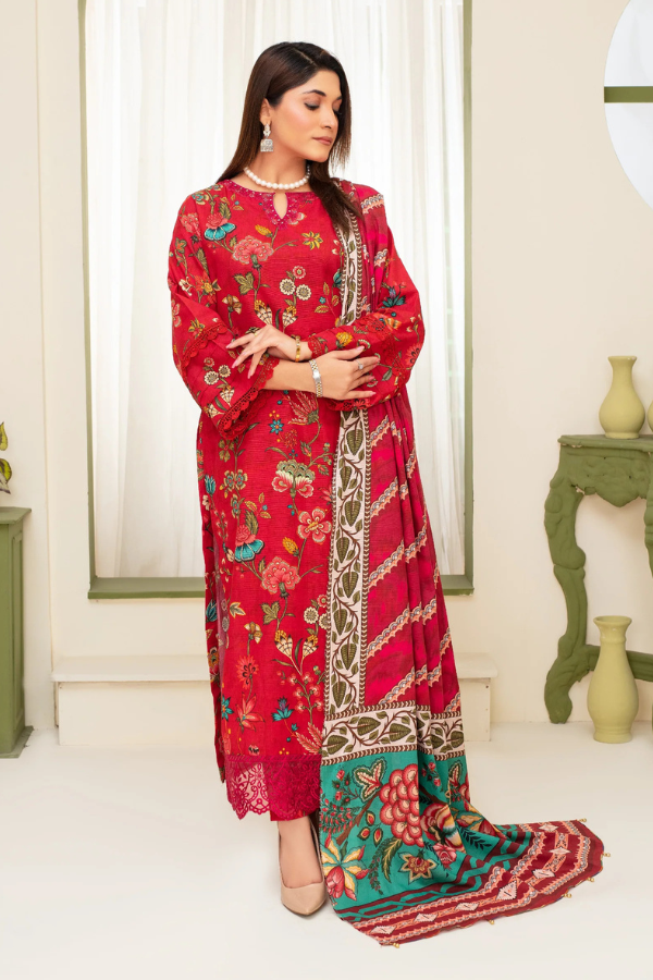 CREATION KHADDAR 3PC WITH KHADDAR PRINTED SHIRT & TROUSER-907