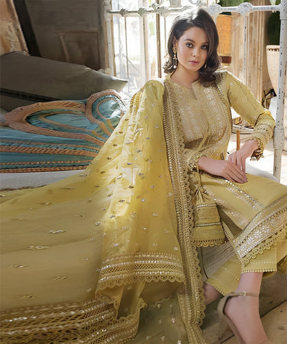 SOBIA NAZIR 3PC Lawn Embroidered With Organza Embroidered Dupatta- 1151