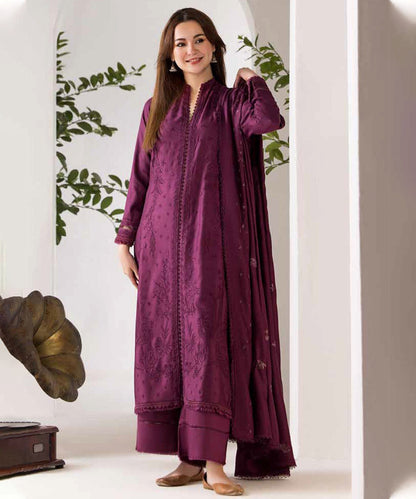 SOBIA NAZIR - 3PC DHANAK EMBROIDERED SHIRT WITH DHANAK EMBROIDERED SHAWL AND TROUSER-144