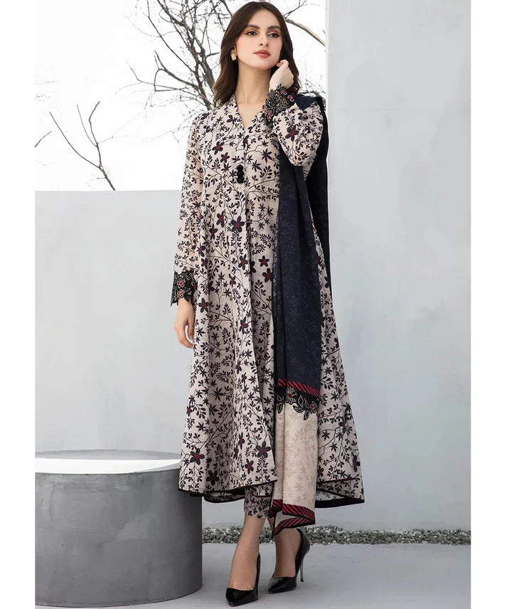 BAROQUE - 3PC Lawn Printed Shirt With Voile Printed Dupatta-1513