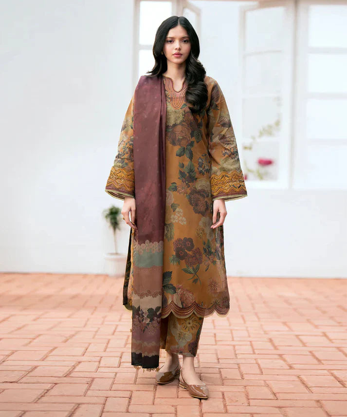 BAROQUE - 3PC Lawn Printed Shirt With Voile Printed Dupatta-1507