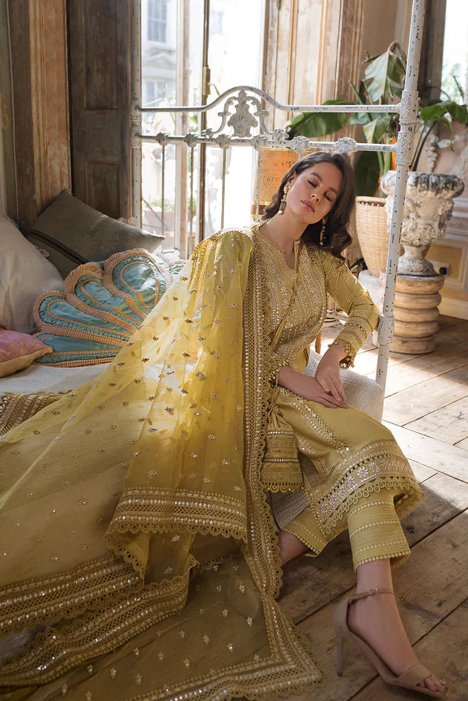 SOBIA NAZIR 3PC Lawn Embroidered With Organza Embroidered Dupatta- 1151