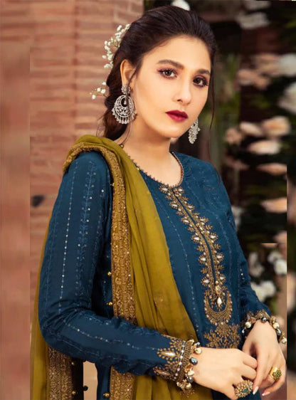 MARIA B Lawn 3PC Embroidered with Chiffon Embroidered Dupatta-1121