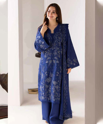 SOBIA NAZIR - 3PC DHANAK EMBROIDERED SHIRT WITH EMBROIDERED SHAWL AND TROUSER-145