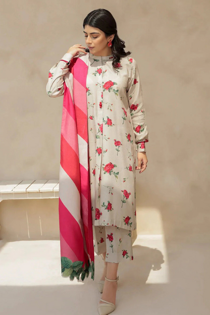 BAROQUE 3PC KARANDI PRINTED SHIRT WITH KARANDI PRINTED DUAPTTA AND TROUSER-805