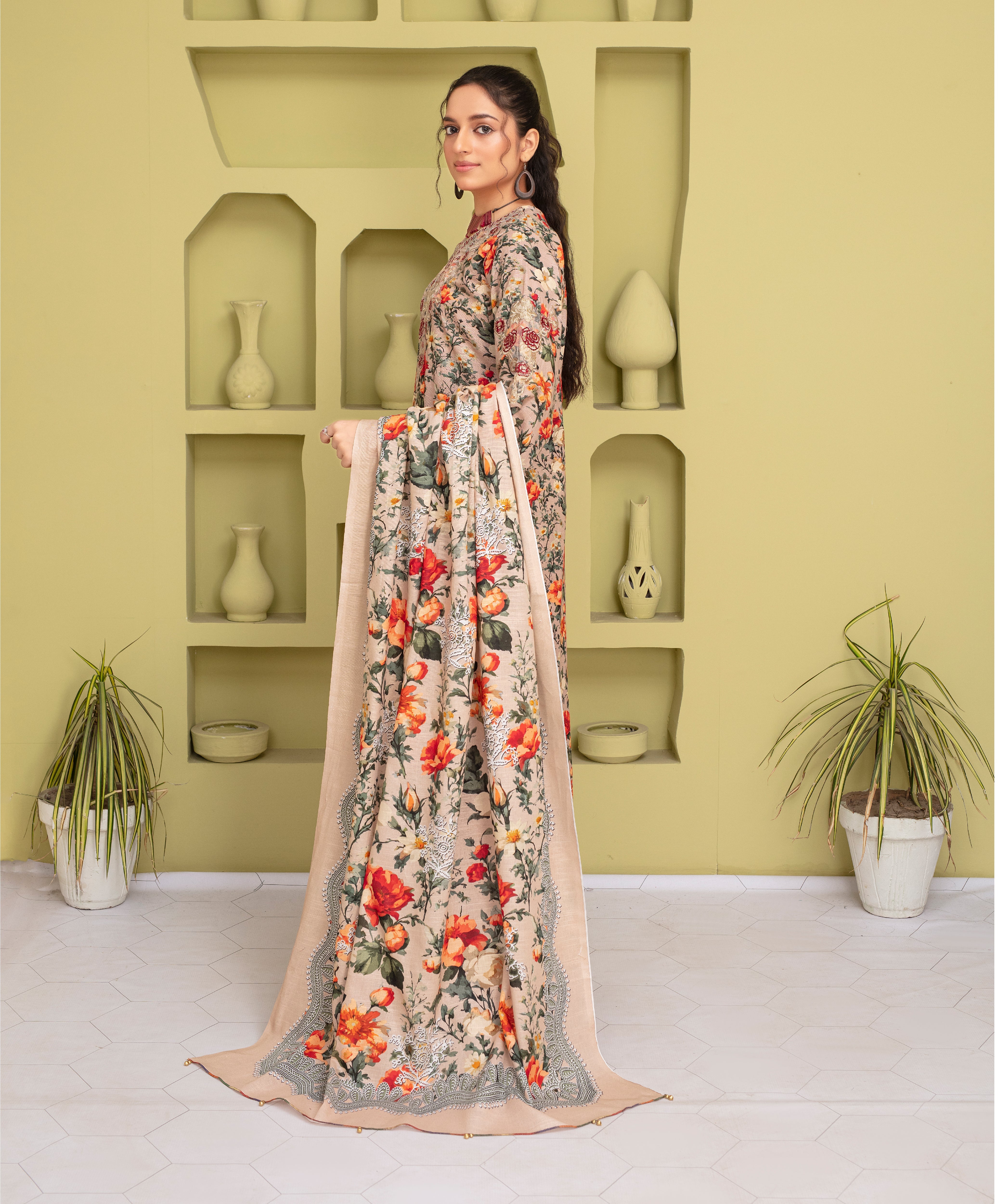 CREATION KHADDAR 3PC WITH KHADDAR PRINTED SHIRT & TROUSER-911