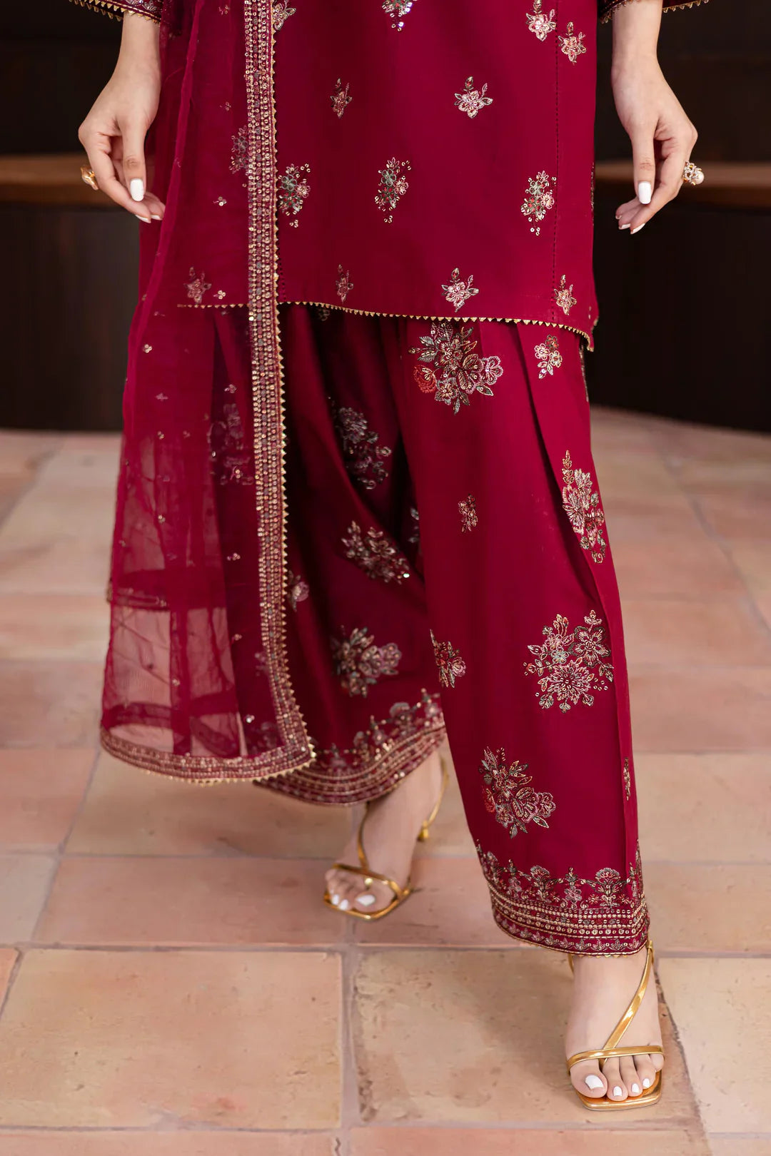 BATIK-3PC embroidered shirt trouser & shaffon dupatta