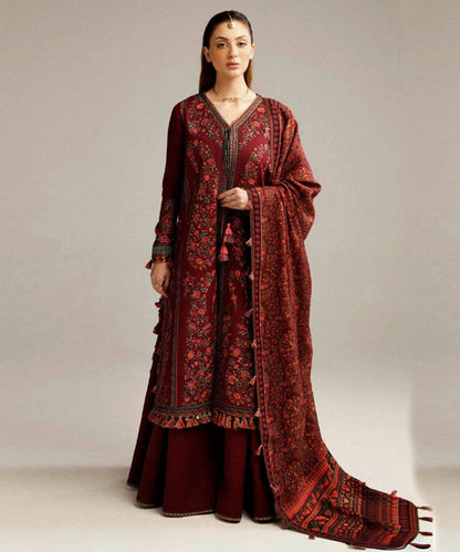 Hussain Rehar Lawn 3PC Embroidered With Digital Printed Dupatta-1162