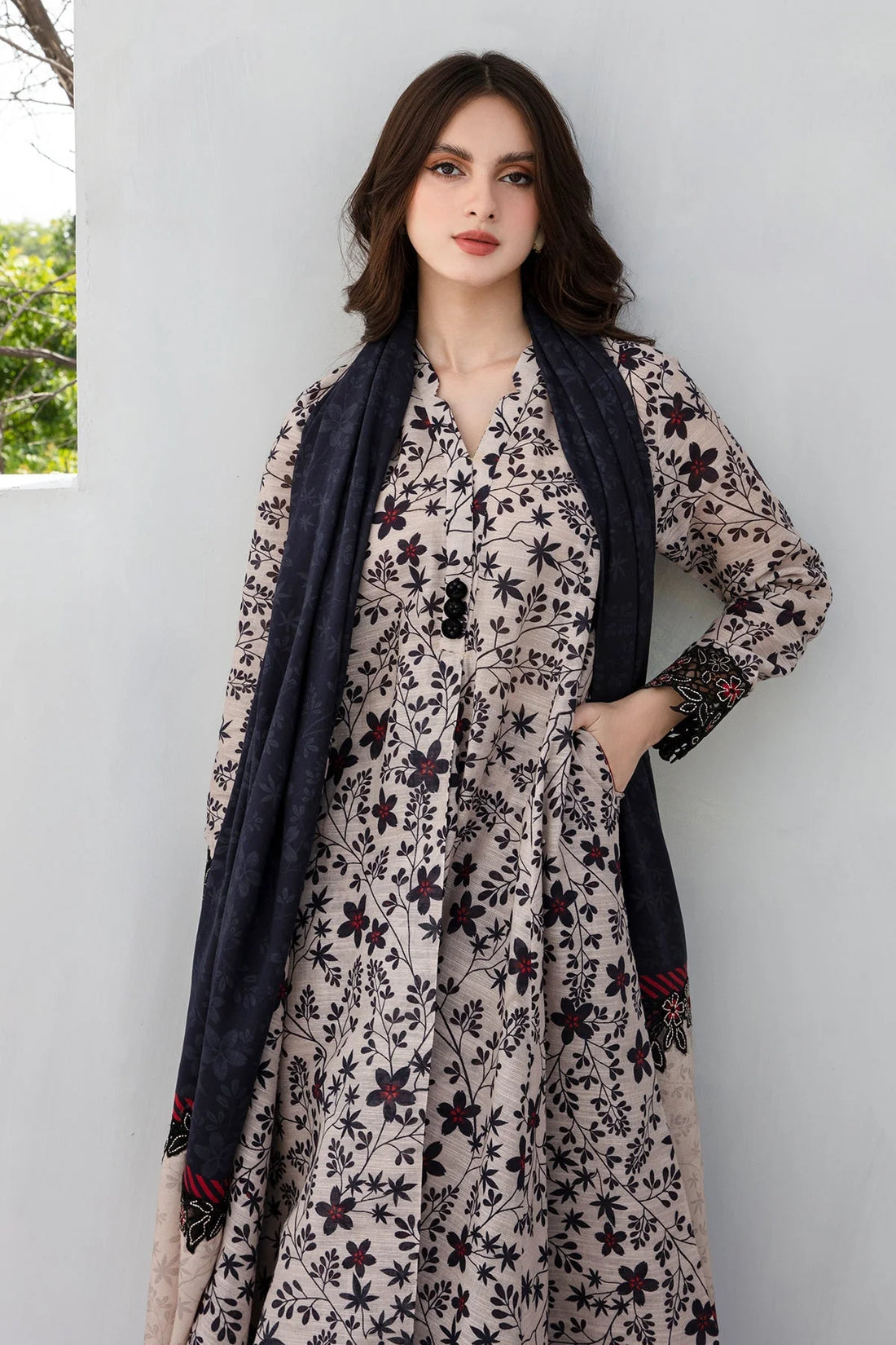 BAROQUE - 3PC Lawn Printed Shirt With Voile Printed Dupatta-1513