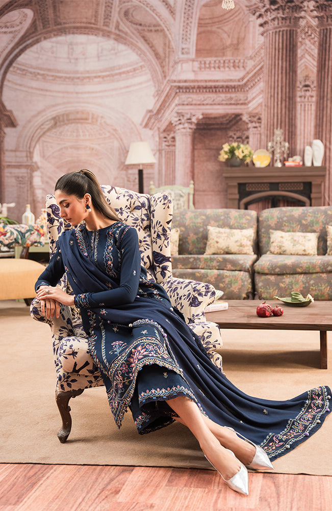 SEREN Lawn-3PC Embroidered With Organza Embroidered Dupatta- 1060