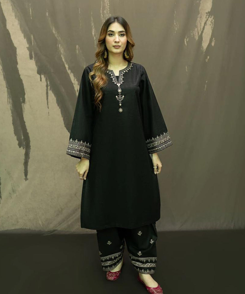 URGE - 2PC DHANAK EMBROIDERED SHIRT WITH DHANAK EMBROIDERED TROUSER - 687