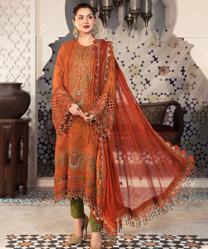 MARIA B Lawn-3PC Embroidered With Chiffon Embroidered Dupatta-1137