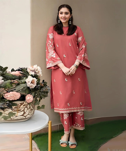 URGE 2PC DHANAK EMBROIDERED SHIRT AND TROUSER-661