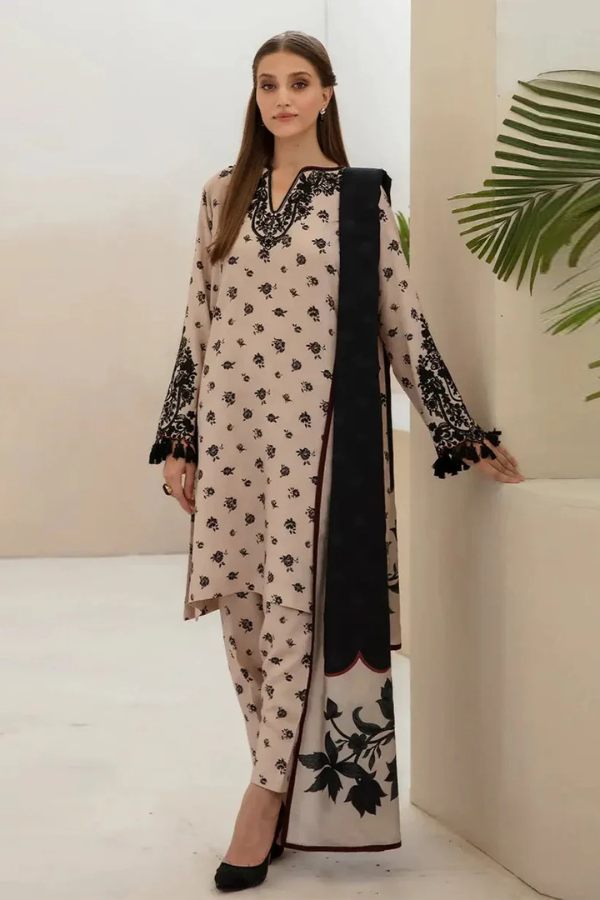 BAROQUE 3PC KARANDI PRINTED SHIRT WITH KARANDI PRINTED DUAPTTA AND TROUSER-808