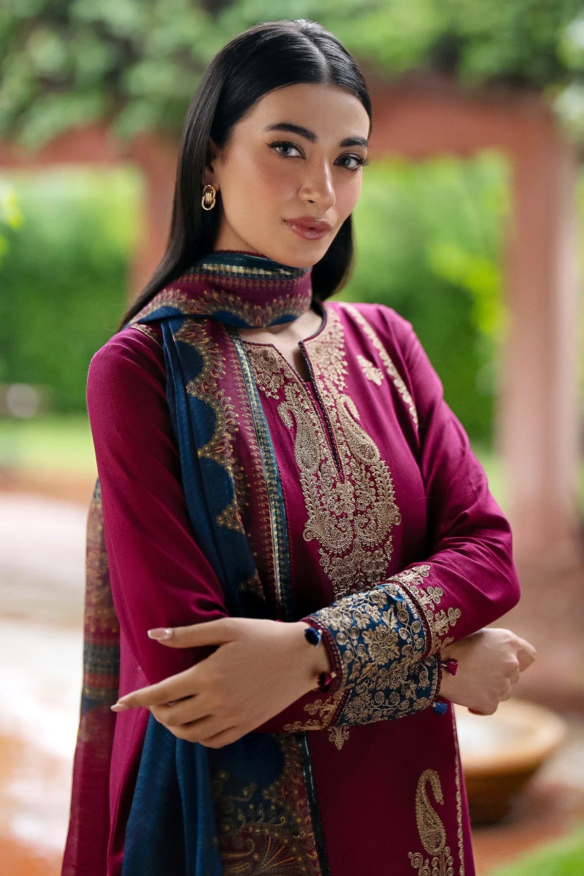 JAZMIN - 3PC EMBROIDERED LAWN SHIRT AND LAWN DUPPATA WITH TROUSER