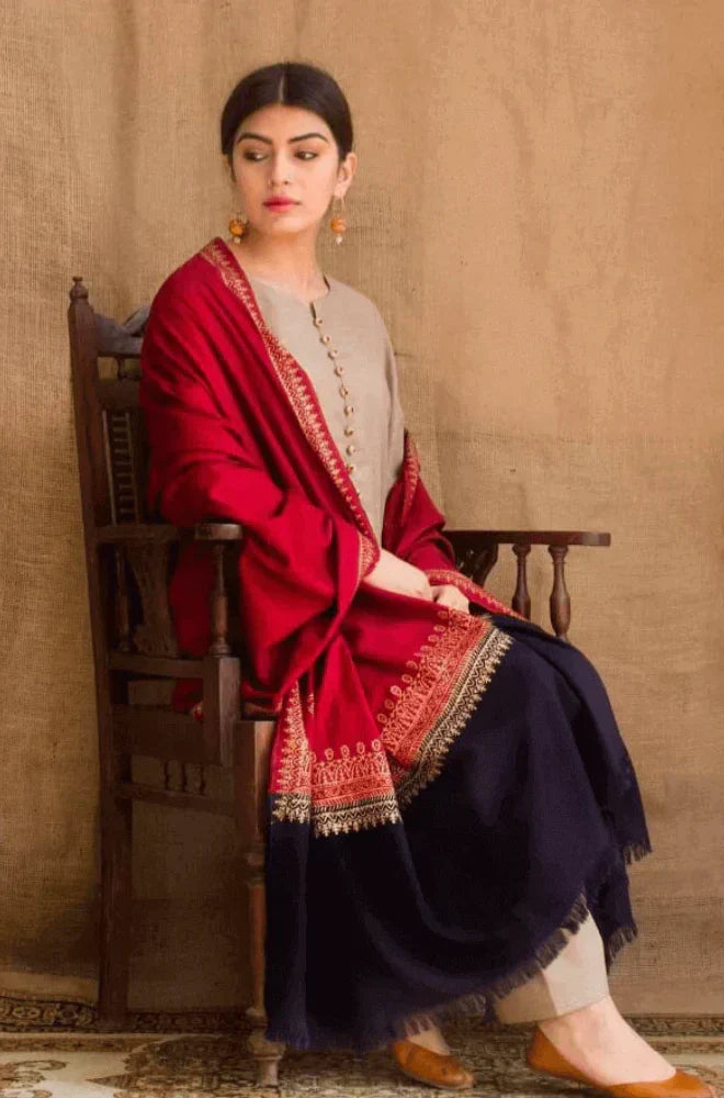 MARIA B 3PC DHANAK SHIRT WITH TWILL PRINTED SHAWL-602