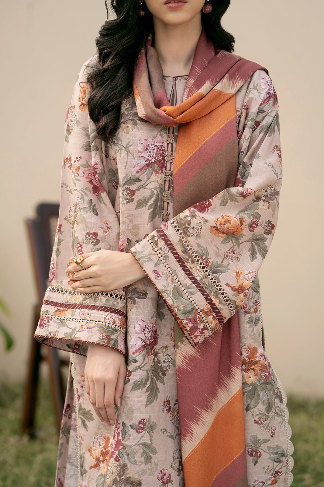 BAROQUE - 3PC Lawn Printed Shirt With Voile Printed Dupatta-1501