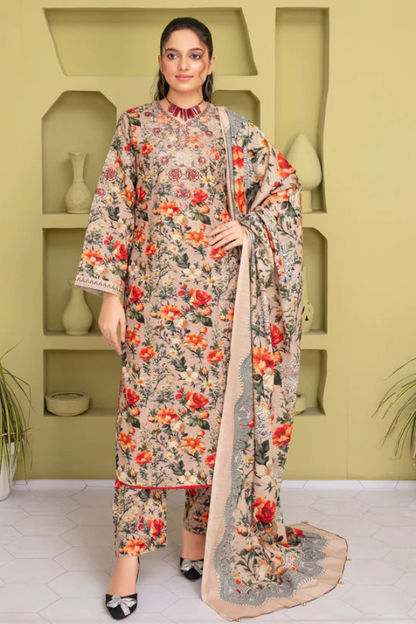 CREATION KHADDAR 3PC WITH KHADDAR PRINTED SHIRT & TROUSER-911