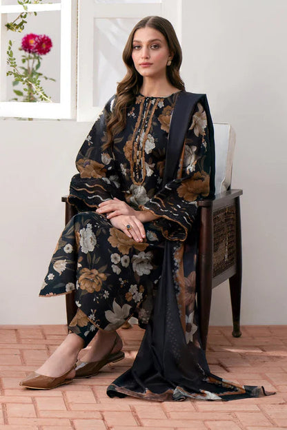 BAROQUE - 3PC Lawn Printed Shirt With Voile Printed Dupatta-1506