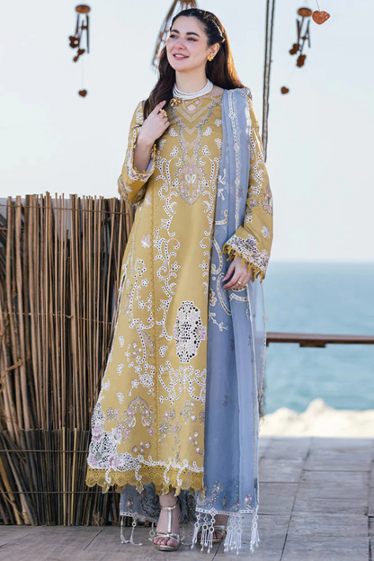 QALAMKAR Chikenkari Lawn 3PC Embroidered With Organza Embroidered Dupatta-450