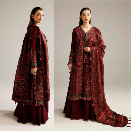 Hussain Rehar Lawn 3PC Embroidered With Digital Printed Dupatta-1162