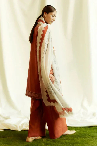 Baroque - 3PC EMBROIDERED LAWN SUIT PRINTED DUPPATA