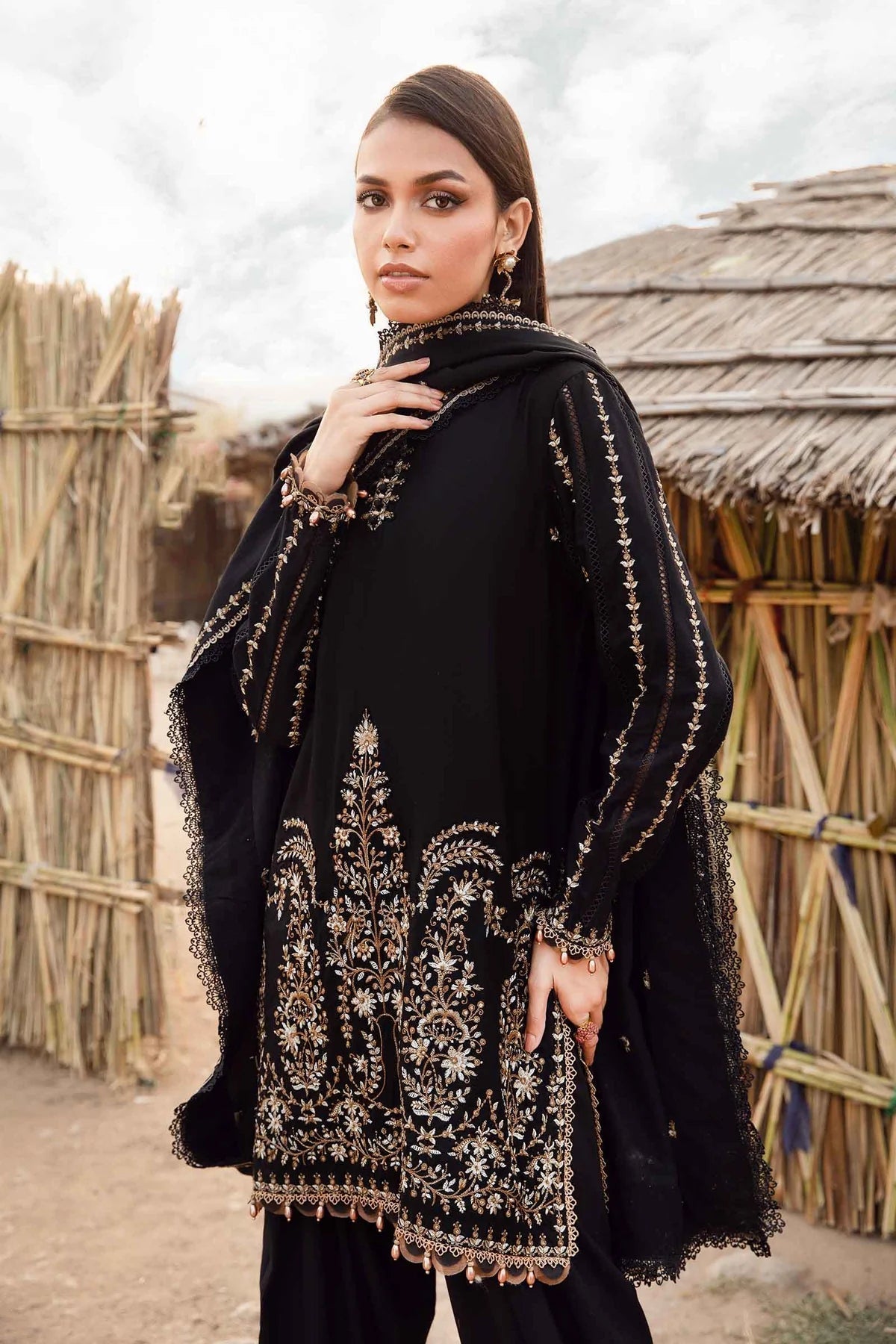 Maria B Lawn 3PC Embroidered Shirt with  Embroidered Dupatta-1077