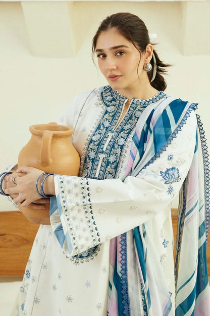 ZARA SHAHJAHAN 3PC Dhanak Embroidered Shirt With Printed Dupatta-675