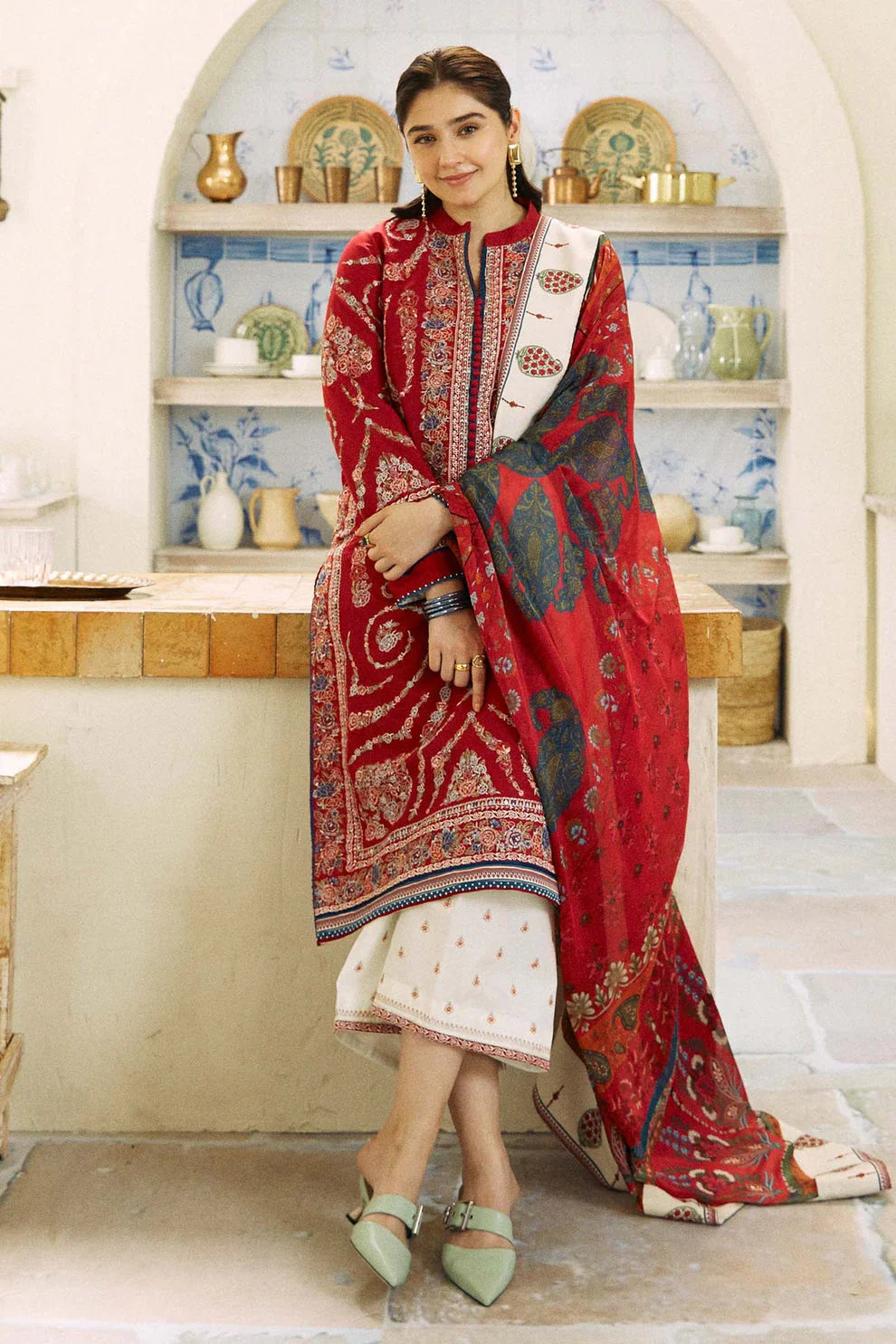 ZARA SHAHJAHAN 3PC Lawn Embroidered Shirt With Printed Dupatta-482