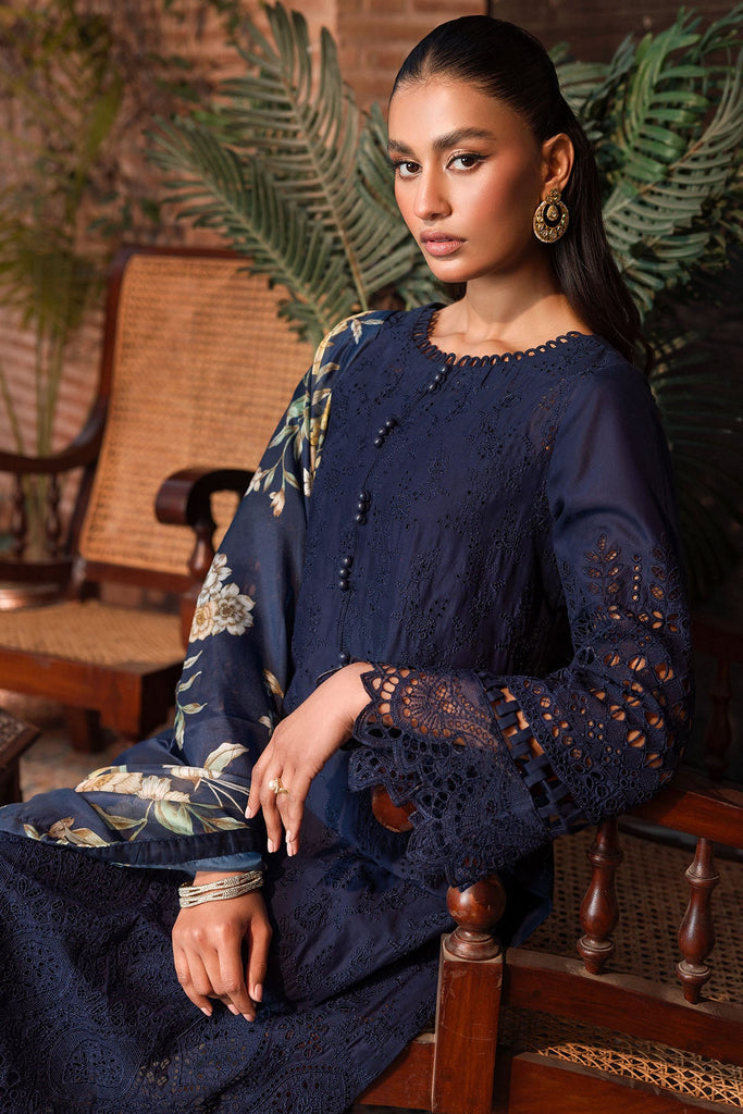 ULFAT EMBROIDERED 3PC Dhanak Embroidered Shirt With Digital Printed Shawl-2002