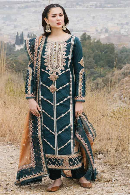 QALAMKAR 3PC Embroidered With Organza Embroidered Dupatta-123