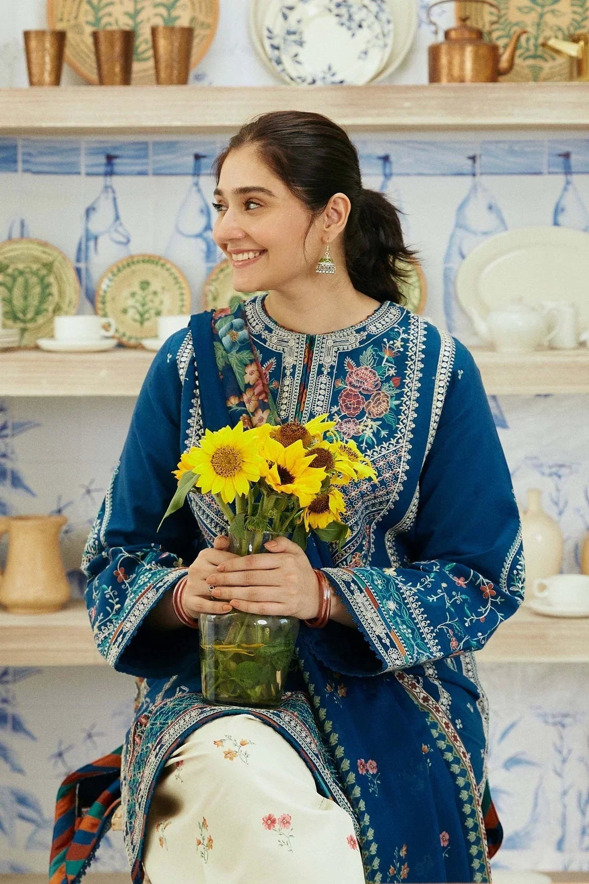 ZARA SHAHJAHAN 3PC Lawn Embroidered Shirt With Digital Printed Dupatta-1055