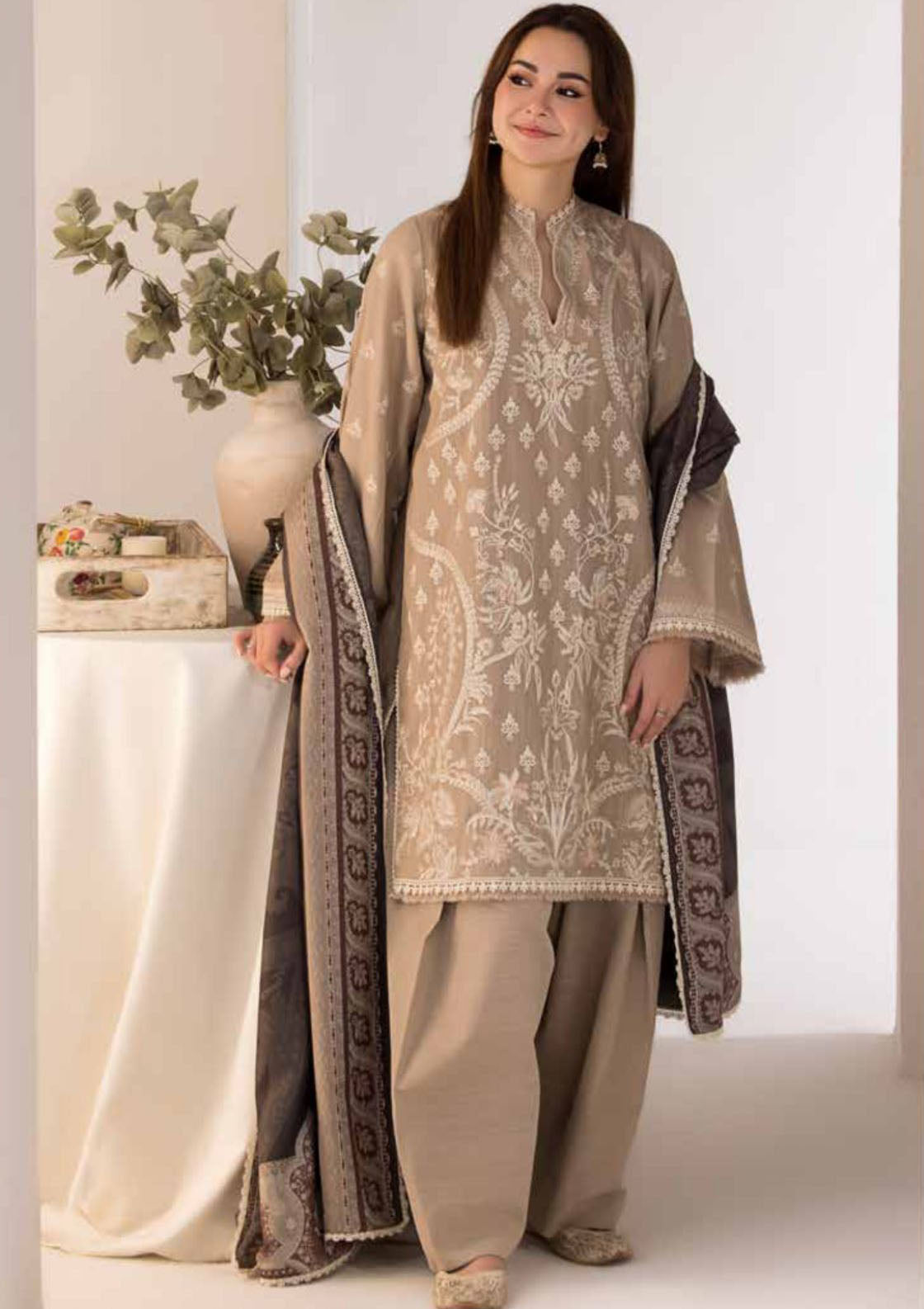 SOBIA NAZIR - 3PC LAWN EMBROIDERED SHIRT WITH DIGITAL PRINTED SHAWL AND TROUSER-1114