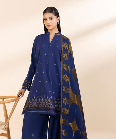 Sapphire Lawn-3PC Embroidered With  Digital Printed  Dupatta- 1001