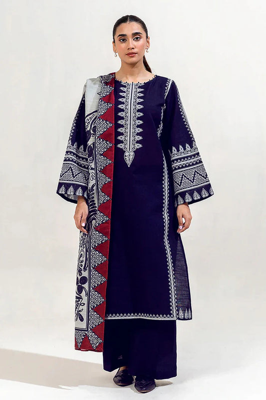 GUL AHMAD - 3PC EMBROIDERED LAWN SHIRT AND PRINTED DUPPATA WITH TROUSER