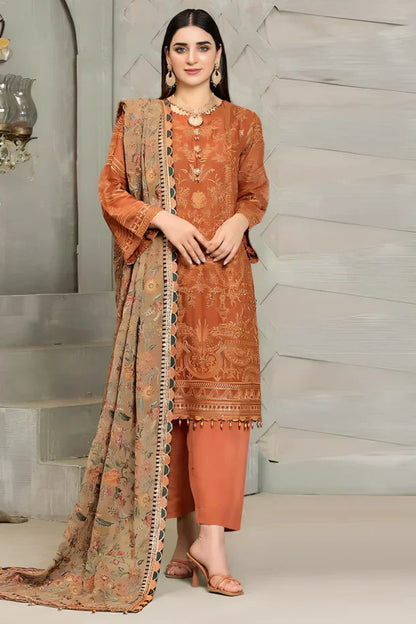 Baroque Lawn 3PC Embroidered with Chiffon Embroidered Dupatta-1163