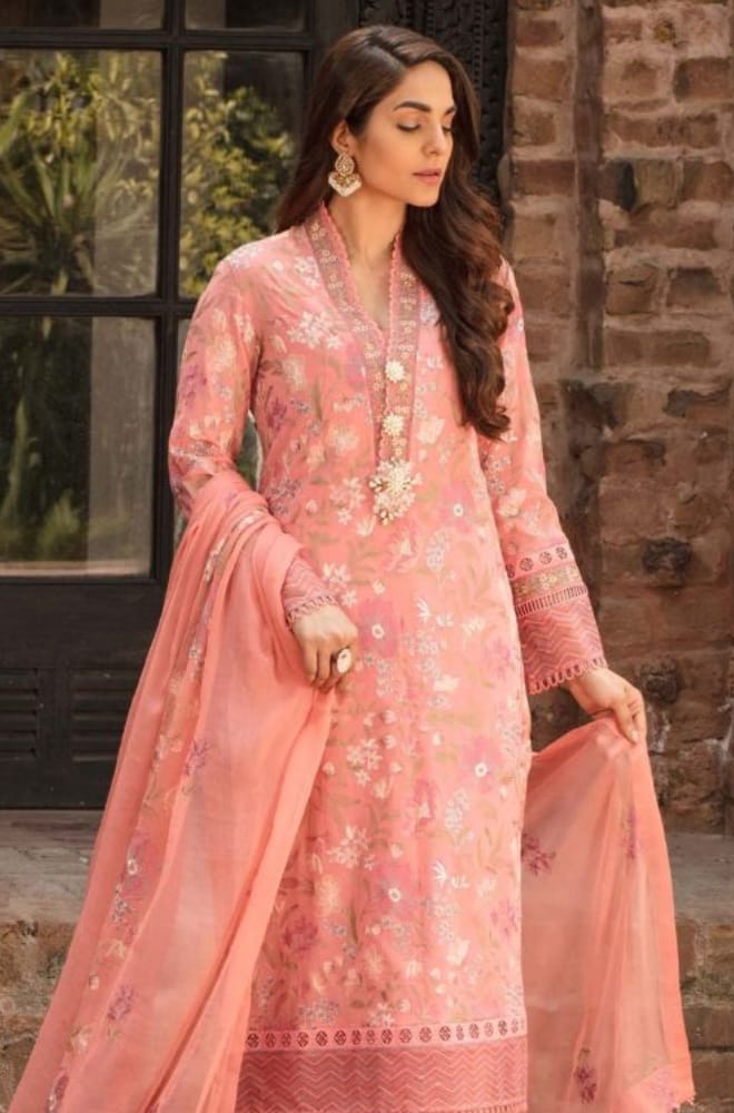 baroque - 3PC EMBROIDERED LAWN SHIRT AND PRINTED DUPPATA WITH TROUSER