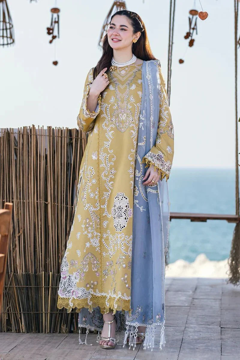 QALAMKAR Chikenkari Lawn 3PC Embroidered With Organza Embroidered Dupatta-450