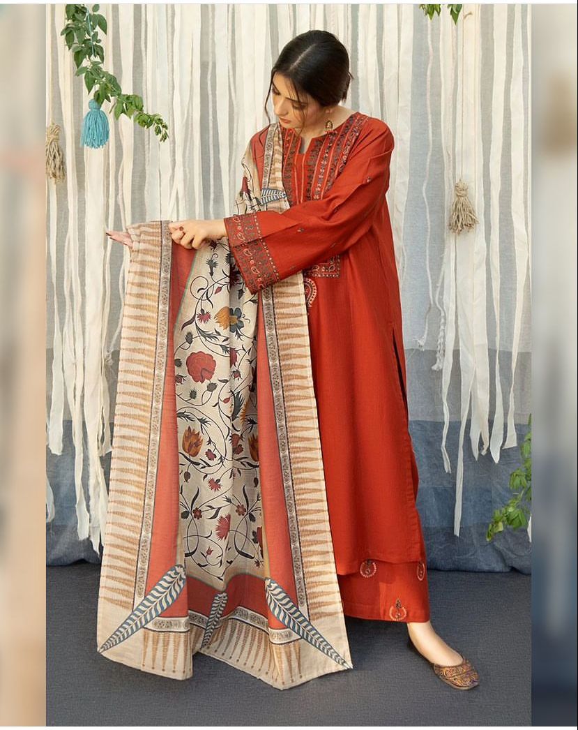 URGE Lawn 3PC Embroidered Shirt with Digital Printed Dupatta-1192