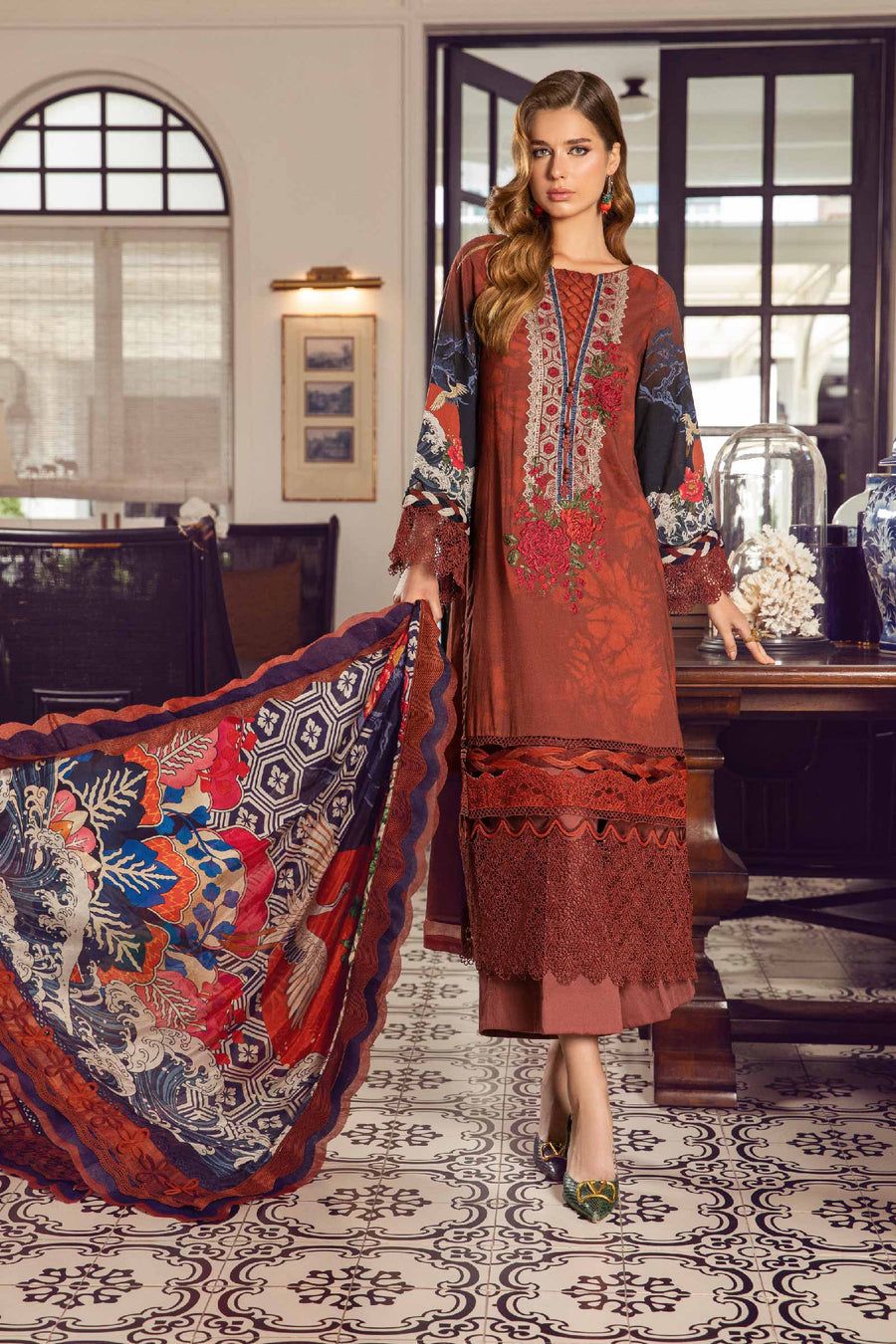 MARIA B 3PC Lawn Printed Shirt With Printed Dupatta And Trouser-778