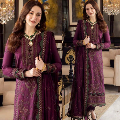 Asim Jofa Lawn 3PC Embroidered With Chiffon Embroidered Dupatta- 1135